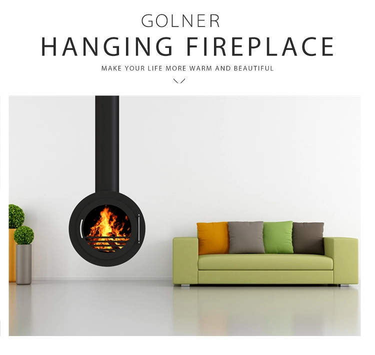 Indoor Hotel Wood Charcoal Hanging Fireplace