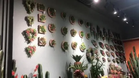 Décoration Décoration d'intérieur Plante artificielle de cactus de haie de 23 pouces avec jardinière en pot de fleur en plastique gris